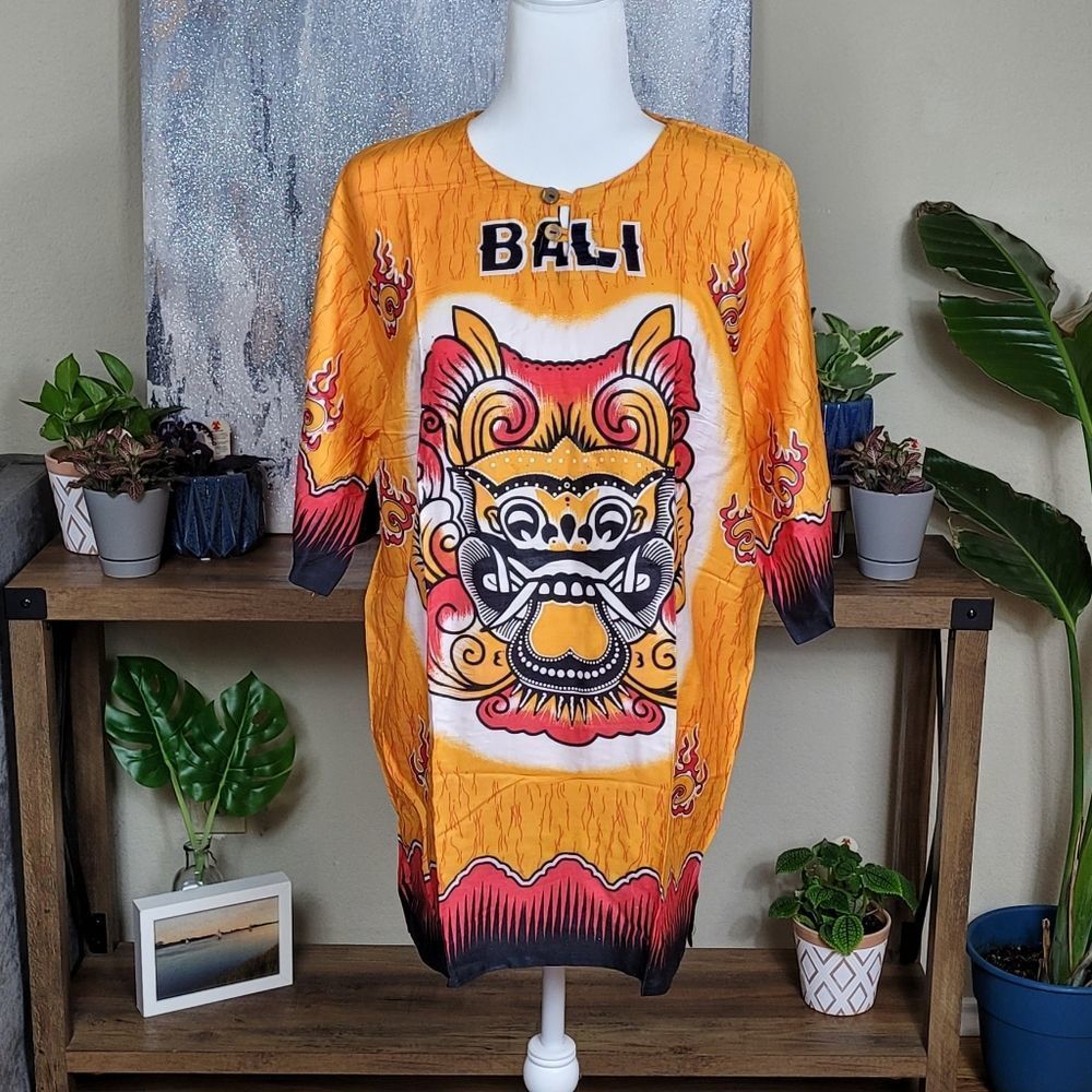 NEW! Bali Beach Summer Tshirt 100% Cotton - Orange Barong